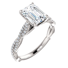 Load image into Gallery viewer, 14K Gold 8x6 mm Emerald Cut Forever One Moissanite 1/3 CTW Diamond Engagement Ring