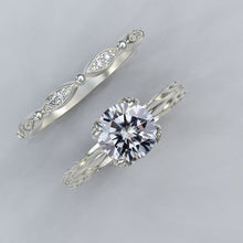 Load image into Gallery viewer, 1.0 Carat Gray Moissanite Diamond Engagement Eternity Ring Set - Giliarto