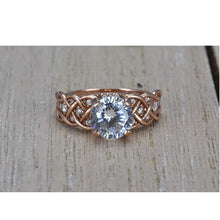 Load image into Gallery viewer, 2 Carat White Sapphire with Diamonds Accent Stones in 10K Rose Gold Engagement Ring Anniversary Promissory Ring Giliarto White Stone