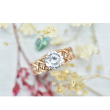 Load image into Gallery viewer, 2 Carat White Sapphire with Diamonds Accent Stones in 10K Rose Gold Engagement Ring Anniversary Promissory Ring Giliarto White Stone