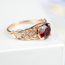 Load image into Gallery viewer, 2 Carat Red Ruby Ring Round Cut Rose Gold Ring July Birthstone Ring Engagement Ring for Her Diamond Accented Side Stones Ring ring size 10.5