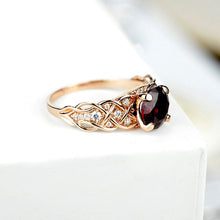 Load image into Gallery viewer, 2 Carat Red Ruby Ring Round Cut Rose Gold Ring July Birthstone Ring Engagement Ring for Her Diamond Accented Side Stones Ring Unique Custom