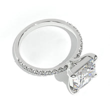 Load image into Gallery viewer, 3Ct Moissanite Engagement Ring, Solitaire Princess Cut Moissanite Engagement Ring, Diamond Pave Accents Stones- finger size 5.5