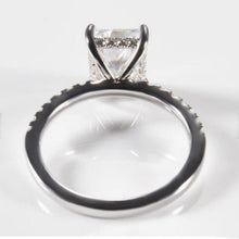 Load image into Gallery viewer, 5Ct Radiant Cut Moissanite Engagement Ring, Solitaire Radiant Ice Crushed Cut Moissanite Engagement Ring, Pave Accents Stones Hidden Halo