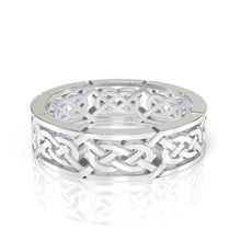 Load image into Gallery viewer, Celtic Wedding Ring for Him For Her, 14K White Gold Celtic Ring