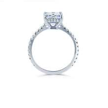 Load image into Gallery viewer, 5Ct Radiant Cut Moissanite Engagement Ring, Solitaire Radiant Ice Crushed Cut Moissanite Engagement Ring, Pave Accents Stones Hidden Halo