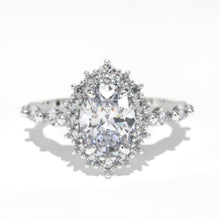 Load image into Gallery viewer, 14K Solid Gold Ring 1.5CT Oval Halo Moissanite Wedding Ring Stone Engagement Ring Anniversary Ring Yellow White Gold Ring Pave Set Colar