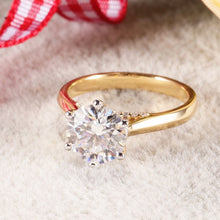 Load image into Gallery viewer, 14K Solid Two Tone Gold 1CT Round Moissanite Solitaire Six Prongs Ring Moissanite Hidden Halo Engagement Ring Anniversary Promise Gold Ring