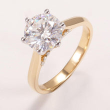 Load image into Gallery viewer, 14K Solid Two Tone Gold 1CT Round Moissanite Solitaire Six Prongs Ring Moissanite Hidden Halo Engagement Ring Anniversary Promise Gold Ring