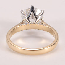 Load image into Gallery viewer, 14K Solid Two Tone Gold 1CT Round Moissanite Solitaire Six Prongs Ring Moissanite Hidden Halo Engagement Ring Anniversary Promise Gold Ring