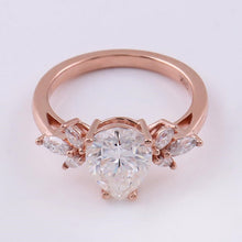 Load image into Gallery viewer, Pear shaped Moissanite engagement ring vintage Unique Marquise cut Cluster engagement ring rose gold wedding Bridal gift for women