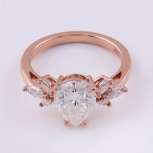 Load image into Gallery viewer, Pear Shape Moissanite Rose Gold Engagement Gold Ring, 10x8mm Pear Cut Moissanite Engagement Ring, Vantage Style Marque Accents Stones Ring