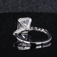 Load image into Gallery viewer, 4Ct Moissanite Engagement Ring, Solitaire Emerald Cut Moissanite Engagement Ring, 10x8mm Emerald Cut Moissanite Classic Engagement Ring