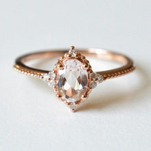 Load image into Gallery viewer, 14K Solid Rose Gold Ring 2CT Oval Halo Morganite Wedding Ring Stone Engagement Ring Anniversary Ring Yellow White Gold Ring Pave Set Colar