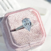 Load image into Gallery viewer, 3Ct Pear Moissanite Engagement Ring, 3 Carat Pear Cut Moissanite Engagement Ring, Pear Accents Stones, Hidden Halo Ring