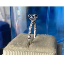 Load image into Gallery viewer, 2 Carat Round Gray Grey Moissanite Accents Stone 14K White Gold Ring finger size 7 ready to ship