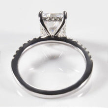 Load image into Gallery viewer, 3Ct Champagne Moissanite Engagement Ring, Solitaire Radiant Cut Moissanite Engagement Ring, Moissanite Pave Accents Stones Hidden Halo