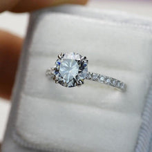 Load image into Gallery viewer, 2 Carat Round Light Gray Grey Moissanite Silver White Gold Plated Ring, Gray Moissanite Promissory Ring, Gift For Her