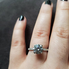 Load image into Gallery viewer, 2 Carat Round Light Gray Grey Moissanite Silver White Gold Plated Ring, Gray Moissanite Promissory Ring, Gift For Her