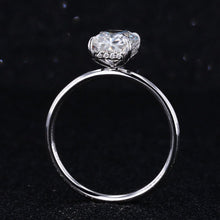 Load image into Gallery viewer, 4Ct Moissanite Engagement Ring, Solitaire Radiant Cut Moissanite Engagement Ring, Moissanite Pave Accents Stones Hidden Halo