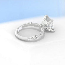 Load image into Gallery viewer, 4Ct Princess Cut Moissanite Engagement Ring, Solitaire Princess Cut Moissanite Engagement Ring, Floral Pave Accents Stones Floral Ring