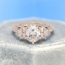 Load image into Gallery viewer, 2 Carat Oval Moissanite Vintage Engagement Rose Gold Ring, Vintage Marquise Cut Rose Gold Ring, 2ct Oval Rope Shank Ring