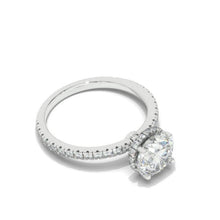 Load image into Gallery viewer, 2 Carat Round Moissanite Hidden Halo Engagement Ring, Four Prongs Moissanite Ring, Victorian 14K White Gold Ring