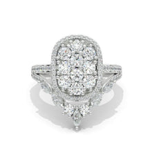Load image into Gallery viewer, 14K Solid Gold Ring 3CTW Moissanite Cluster Oval Halo Engagement Ring Vintage Anniversary Gold Ring Set