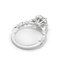 Load image into Gallery viewer, 6mm Round Moissanite Halo Twisted Shank Engagement Ring, Solitaire Moissanite Ring, Classic lace Victorian 14K White Gold Ring