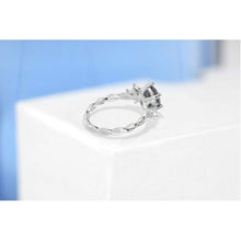 Load image into Gallery viewer, 2 Carat Dark Gray Grey Blue Oval Moissanite Engagement Ring, Vintage Marquise Cut Rose Gold Ring, 2ct Oval Rope Shank Ring 14k rose gold