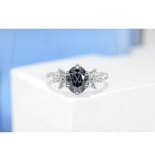 Load image into Gallery viewer, 2 Carat Dark Gray Grey Blue Oval Moissanite Engagement Ring, Vintage Marquise Cut Rose Gold Ring, 2ct Oval Rope Shank Ring 14k rose gold