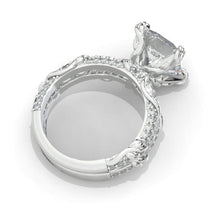 Load image into Gallery viewer, 2Ct Moissanite Engagement Ring Set, Solitaire Princess Cut Moissanite Engagement Ring, Floral Eternity Ring Set