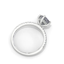 Load image into Gallery viewer, 1 Carat Cushion Gray Grey, Dark Grey Blue Moissanite Accents Stone 14K White Gold Ring Blue Shade Gray Moissanite Promissory Ring