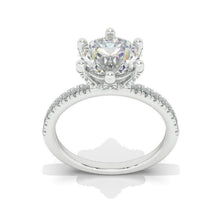 Load image into Gallery viewer, 2CT Brilliant cut Moissanite Six Prongs Engagement Ring. Moissanite Hidden Halo Engagement Ring. Luxury Six Accented Prongs Ring