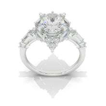 Load image into Gallery viewer, 14K Solid Gold Ring 2CT Oval Halo Moissanite Vintage Wedding Ring. Engagement Ring Anniversary Ring, Baguette Halo Ring Media 1 of 6