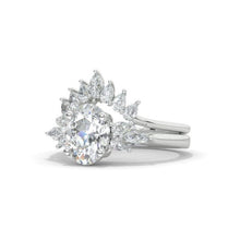 Load image into Gallery viewer, Oval Moissanite Engagement Ring Set, Vintage Unique White Gold Engagement Ring, Women Marquise Wedding Bridal Anniversary Set Gift