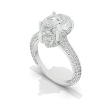 Load image into Gallery viewer, 3Ct Pear Moissanite Engagement Ring, 3 Carat Pear Cut Moissanite Engagement Ring, Pear Accents Stones, Hidden Halo Ring