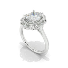 Load image into Gallery viewer, 14K Rose Gold Vintage Moissanite Ring, Luxury Prong Setting Oval Cut Halo Engagement Ring 2ct Carat Oval Moissanite Victorian Ring