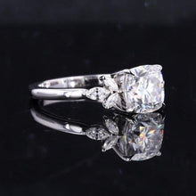 Load image into Gallery viewer, 2Ct Cushion DEF Moissanite Engagement Ring, Cushion Moissanite Engagement Ring with marquise Accents Stones