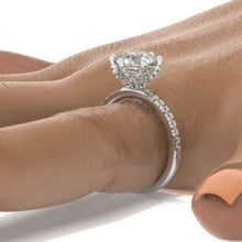 Load image into Gallery viewer, 2CT Brilliant cut Moissanite Six Prongs Engagement Ring. Moissanite Hidden Halo Engagement Ring. Luxury Six Accented Prongs Ring