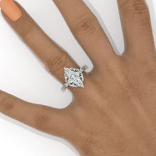 Load image into Gallery viewer, 14K Solid Gold Ring 2CT Oval Halo Moissanite Vintage Wedding Ring. Engagement Ring Anniversary Ring, Baguette Halo Ring Media 1 of 6