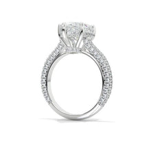 Load image into Gallery viewer, 3Ct Pear Moissanite Engagement Ring, 3 Carat Pear Cut Moissanite Engagement Ring, Pear Accents Stones, Hidden Halo Ring