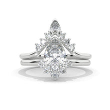 Load image into Gallery viewer, 14K Solid Gold Ring 2CT Pear Moissanite Wedding Ring Moissanite Double Halo Engagement Ring Anniversary Promise Eternity Gold Ring Set