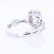 Load image into Gallery viewer, 3Ct Moissanite Engagement Ring, Solitaire Emerald Radiant Cut Moissanite Engagement Ring, Moissanite Twisted Shank Engagement Ring