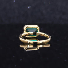 Load image into Gallery viewer, 3Ct Green Moissanite Engagement Ring, Bezel Set Emerald Cut Moissanite Engagement Ring, Moissanite Classic Engagement 14K Gold Ring