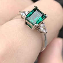 Load image into Gallery viewer, 3Ct Emerald cut 14k Gold Emerald Ring, Emerald Engagement Ring, Emerald Cut Engagement Ring, Emerald Solitaire Ring, May Birthstone