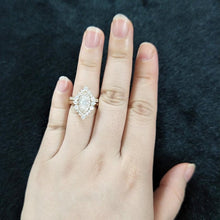Load image into Gallery viewer, 14K Solid Gold Ring 8x4mm Marquise Double Halo Moissanite Vintage Wedding Ring. Engagement Ring Anniversary Ring, Pear Side Stones Ring set