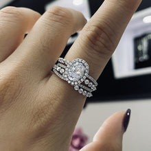 Load image into Gallery viewer, 1.5Ct Moissanite Halo Engagement Vintage Ring, Oval Shape Cut Moissanite Engagement Ring, Accents Stones 14K White Cluster Gold Ring
