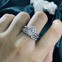 Load image into Gallery viewer, 1.5Ct Moissanite Halo Engagement Vintage Ring, Oval Shape Cut Moissanite Engagement Ring, Accents Stones 14K White Cluster Gold Ring