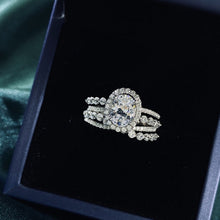 Load image into Gallery viewer, 1.5Ct Moissanite Halo Engagement Vintage Ring, Oval Shape Cut Moissanite Engagement Ring, Accents Stones 14K White Cluster Gold Ring